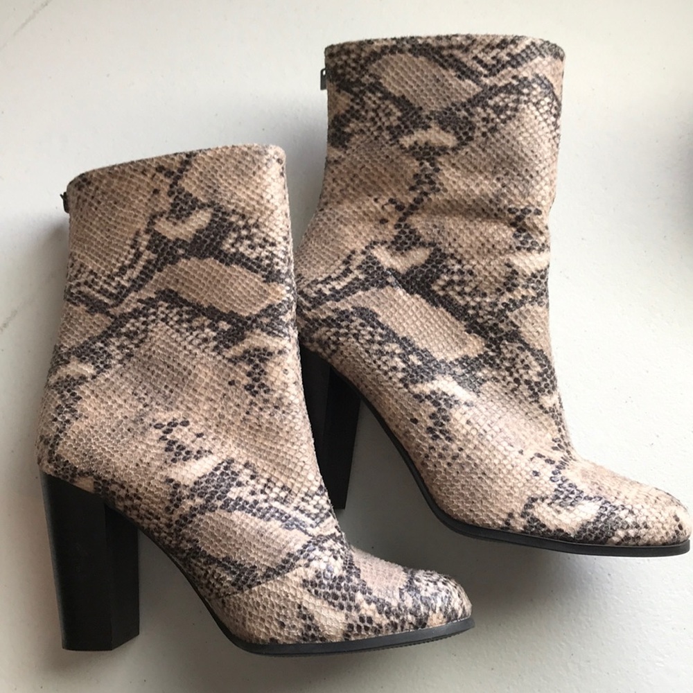 Snakeskin booties